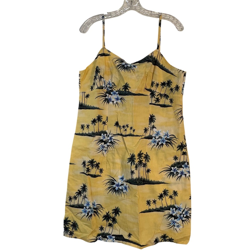 Shannon Marie Hawaii Tropical Palm Tree Cotton Shift Dress Yellow XXL